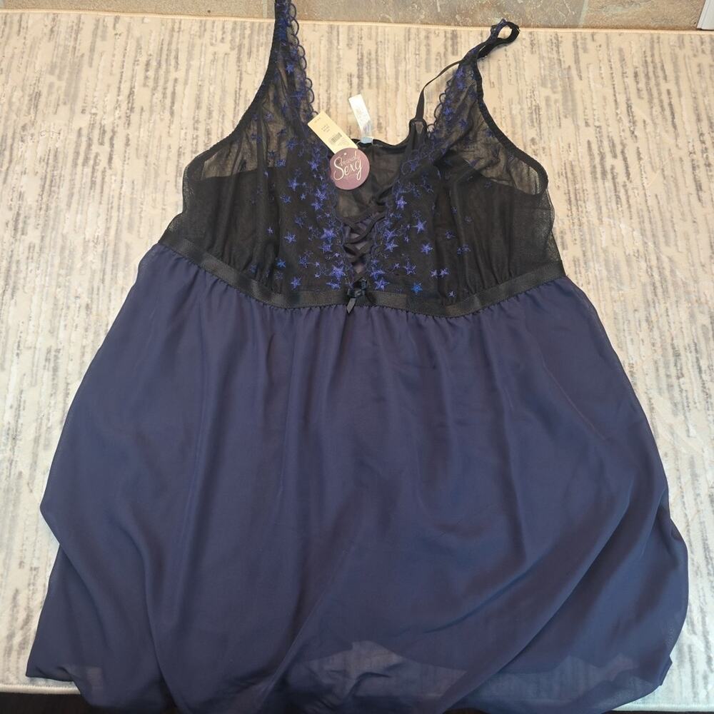 Lane Bryant Cacique Babydoll G-String Panty Set Strappy Lingerie New Stars 26/28 - Picture 3 of 6
